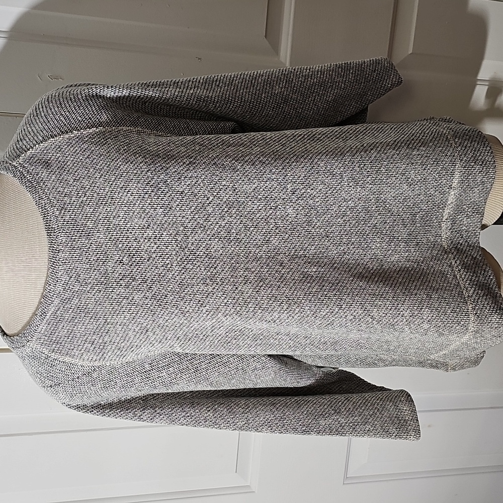Eileen Fisher 100% Organic Cotton Pop Over Sweater. Medium. Gray White Tween.